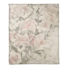 50" x 60" Blush & Sage Soft Floral Abstract Coral Fleece Blanket