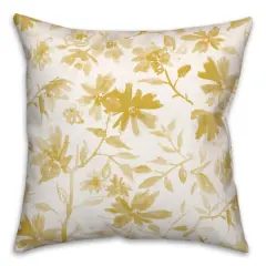 Delicate Floral Print Throw Pillow Yellow
