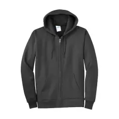 Port & Company&reg; Essential Fleece Full-Zip Hooded Sweatshirt Charcoal