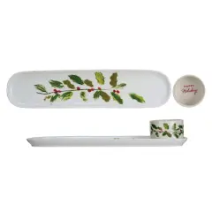 Hello Honey&reg; Holly & Berry Stoneware Platter & Dish Set