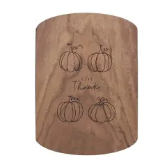 Give Thanks Pumpkins 11" x 8" Walnut Oval Cutting Board