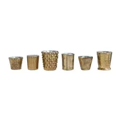 Hello Honey&reg; Gold Mercury Glass Votive Holder Set