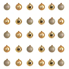 30ct. 2.5" Gold Shatterproof Christmas Ornaments