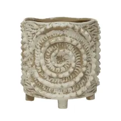 Hello Honey&reg; 8'' Textured Stoneware Footed Planter with Swirl Pattern