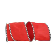 JAM Paper 4" x 10yd. Red Wired Dupioni Check Edge Ribbon
