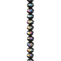 Black Aurora Borealis Striped Glass Faceted Rondel Beads, 8mm by Bead Landing&trade;