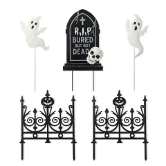 Glitzhome&reg; 24" 5-Piece Halloween Metal Graveyard Yard Stake Set