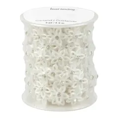 14.5mm White Plastic Pearl Flower Garland, 5yd. by Bead Landing&trade;