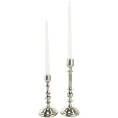 Silver Metal Candle Holder Set
