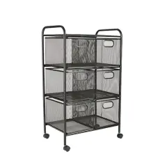 Mind Reader Black 6-Drawer Metal Rolling File Cart