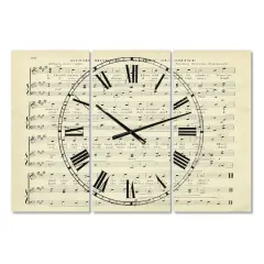 Designart 'Goodmorning Merry Sunshine Music Score Large Cottage Multipanel Wall Clock
