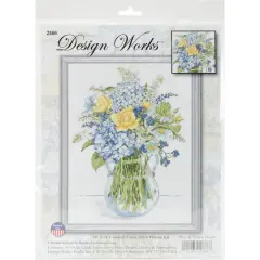Design Works&trade; Blue & Yellow Floral Counted Cross Stitch Kit