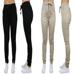 Galaxy By Harvic Loose Fit Stretch Twill Women's Joggers 2 Pack Black/Khaki