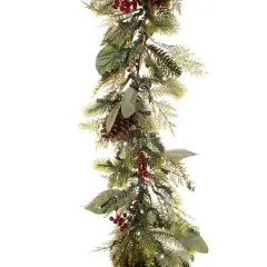 Village Lighting 9ft. Pre-Lit LED Winter Frost Christmas Garland
