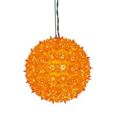 7.5" Orange Lighted Hanging Star Sphere Christmas Decoration