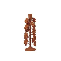 Hello Honey&reg; 11" Terra Cotta Blossom Taper Candle Holder