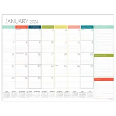 TF Publishing 2024 Rainbow Blocks Medium Desk Pad Monthly Blotter Calendar