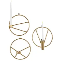 Set of 3 Gold Stainless Steel Modern Wall Sconce, 8" x 8"