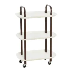 Hello Honey&reg; Main + Mesa&trade; 3-Tier Modern Plastic and Metal Trolley White and Brown