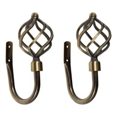 Home Details Antique Brass Royal Twist Curtain Holdback Set