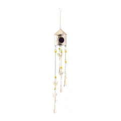 35" Gold Colored Metal Rustic Birdhouse Windchime
