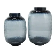 Black & Gray Ombre Glass Vase Set