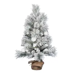 3ft. Unlit Frosted Beacon Pine with Snowballs & Pinecones Artificial Christmas Tree in Burlap Base
