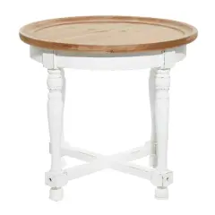 24" White Wood Farmhouse Accent Table