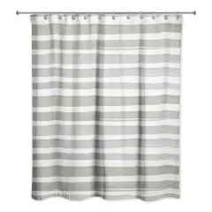 Watercolor Stripes Shower Curtain, 71" x 74" Green/White