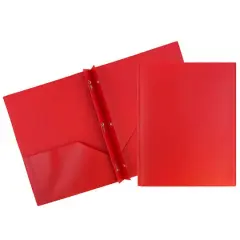 JAM Paper 9.5" x 11" Plastic 2 Pocket School POP Folders with Clasps, 6ct. Red