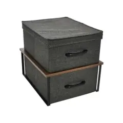 Household Essentials Stacking Storage Boxes Set Gray