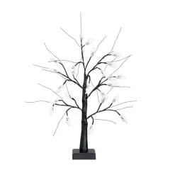 2ft. Pre-Lit Artificial Halloween Ghost Twig Tree with 24 Purple LED Lights