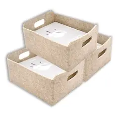 Welaxy Felt 3 Piece Collapsible Storage Bins Oatmeal