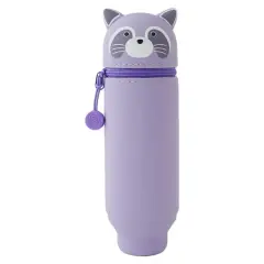 PuniLabo 9" Stand Up Silicone Animal Pen Case Purple Raccoon