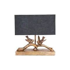 Hello Honey&reg; 12.2" Birds on Branch Table Lamp with Rectangle Flax Shade