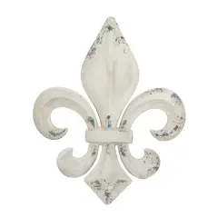 White Metal Vintage Fleur de Lis Wall Decoration