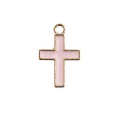 John Bead Sweet & Petite Cross Charms, 10ct. Pink