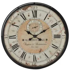 32" White Wood Vintage Wall Clock