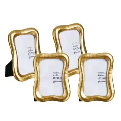 Glitzhome&reg; 4 Pack 4" x 6" Vintage Gold Resin Tabletop Picture Frames