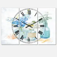Designart Cottage Florals II 3 Panel Farmhouse Wall Clock