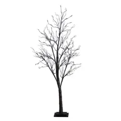 5ft. Orange & Purple LED Pre-Lit Halloween Deluxe Black Twig Artificial Fall Tree