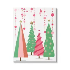 Stupell Industries Pink & Green Christmas Trees Canvas Wall Art
