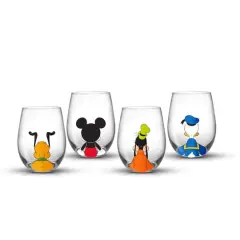 JoyJolt&reg; Disney&reg; Squad 15oz. Mickey Mouse & Pals Looking Backwards Stemless Wine Glasses, 4ct.