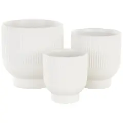 Cream Ceramic Planter with Tapered Base Set