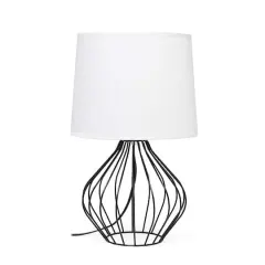 Simple Designs 19.7" Geometrically Wired Table Lamp Black with White Shade