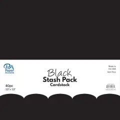 PA Paper&trade; Accents Black Stash Pack 12" x 12" Cardstock, 40 Sheets