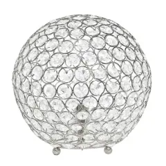 Lalia Home 10" Medium Metal Crystal Round Orb Table Lamp Chrome