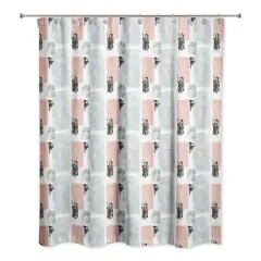 Blue and Pink Abstract 71" x 74" Shower Curtain