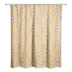 Umbrella Pattern Shower Curtain Yellow and Red