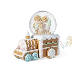 Glitzhome&reg; 100mm Christmas Resin Musical Snowflakes Ginginerbread Family Train Waterglobe